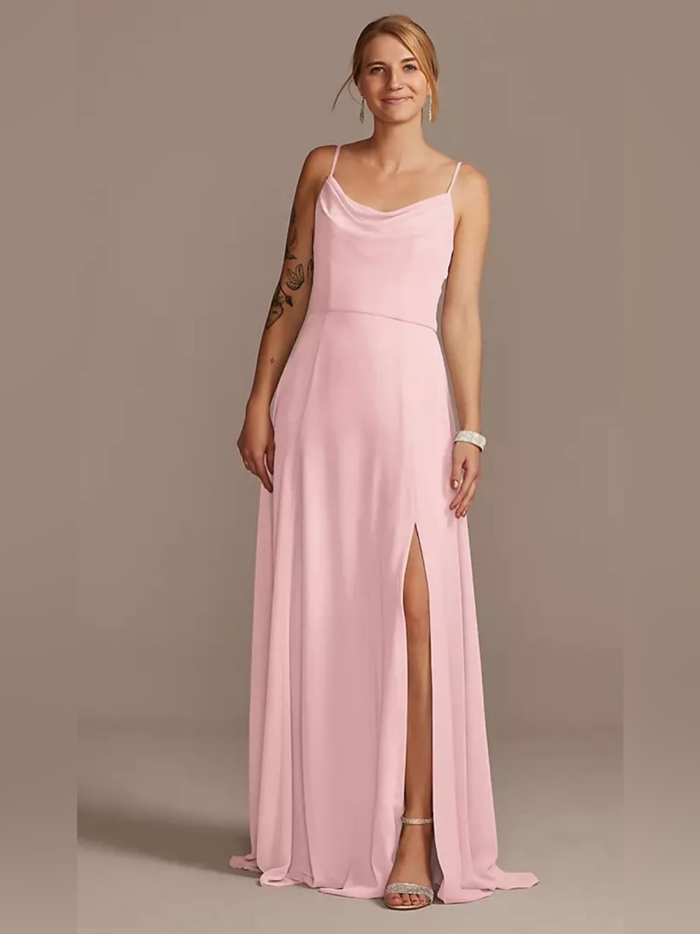 Pink Pastel Chiffon Bridesmaid dress from David’s Bridal